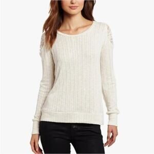 LnA Cream Lace Inset Sweater Top